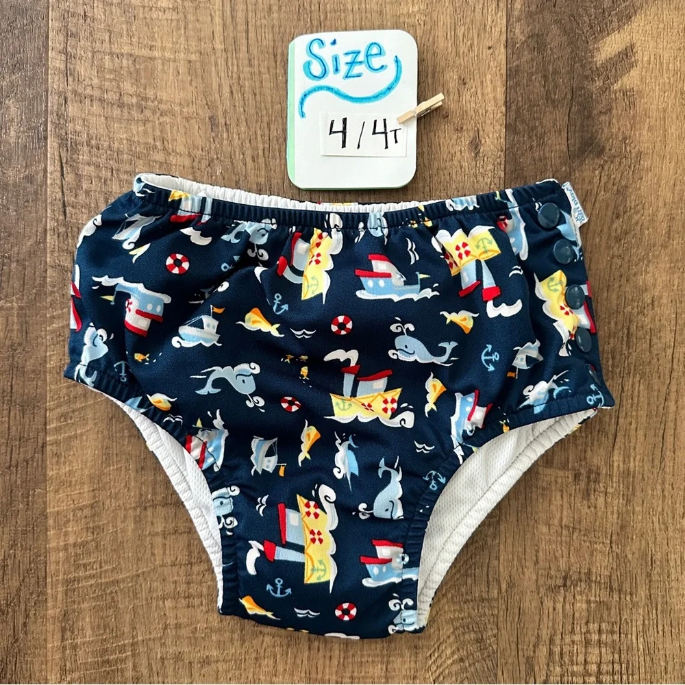 Navy Blue Kids Swim Diaper i play size 4/4T snap button sides